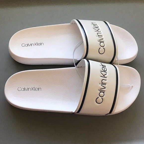 Calvin Klein Slides (White/Black)